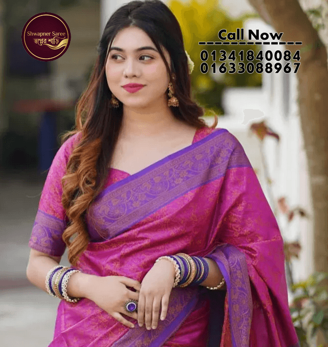 কাঞ্জিভরম সফট সিল্ক কাতান শাড়ি (ব্লাউজ পিস সহ)(Code-SS008) - Image 2