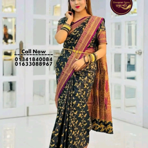 প্রিমিয়াম ডার্ক কাসমেরী লতা শাড়ি (ব্লাউজ পিস সহ)(Code-SSS26)