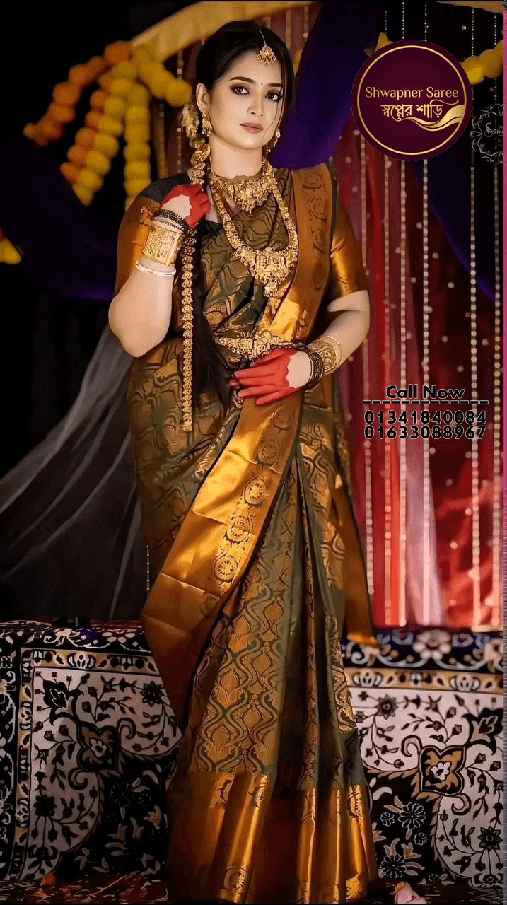 কাঞ্জিভরম সফট সিল্ক কাতান শাড়ি (ব্লাউজ পিস সহ)(Code-SS013)