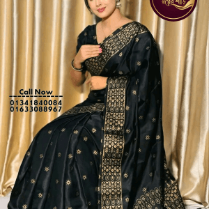 ব্ল্যাক গর্জিয়াস সিল্ক (ব্লাউজ পিস সহ) (Code-SS009)