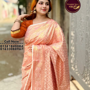 স্বর্ণালি আভা জরি কাঞ্জিভরম শাড়ি(ব্লাউজ পিস সহ)(Code-SS048)