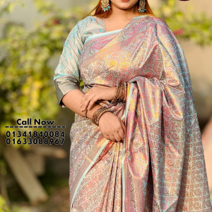 স্বপ্নীল জরি কাঞ্জিভরম(ব্লাউজ পিস সহ)(Code-SS049)