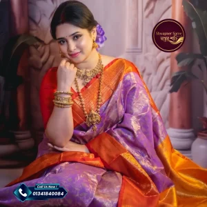 ল্যাভেন্ডার ড্রিম কাঞ্জিভরম(ব্লাউজ পিস সহ)(Code-SS051)