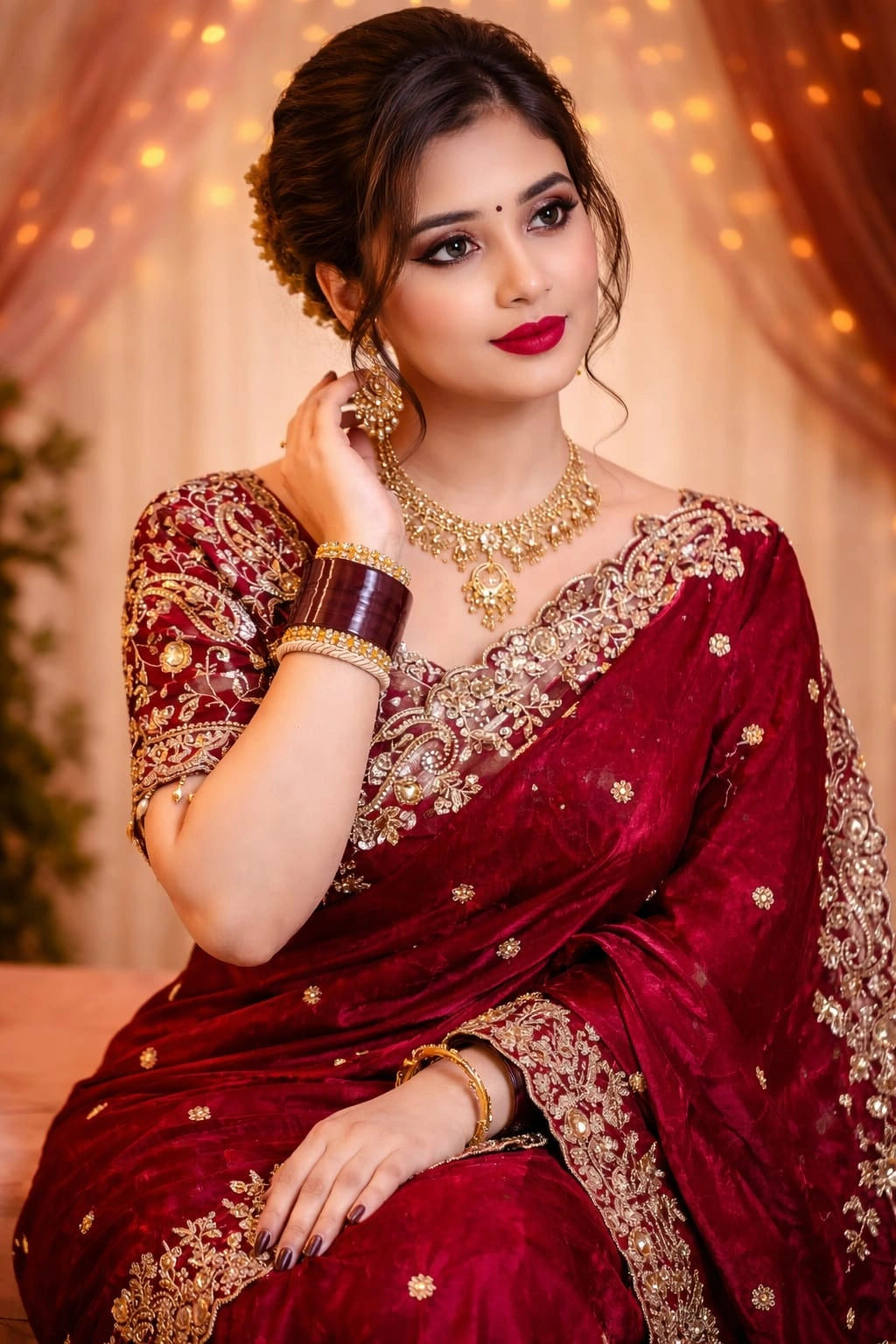 অরিজিনাল জিমিচু সিল্ক শাড়ি(রেডিমেট ব্লাউজ পিস সহ) Code-Sk056 - Image 6