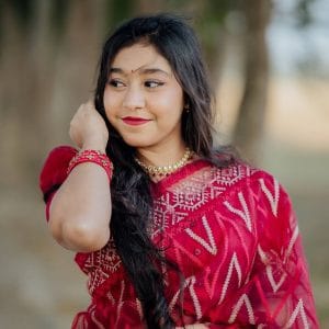 মসলিন অরগাঞ্জা শাড়ি ((ম্যাজেন্টা/গাঢ় গোলাপি)) (ব্লাউজ পিস সহ)(Code-SSS69)